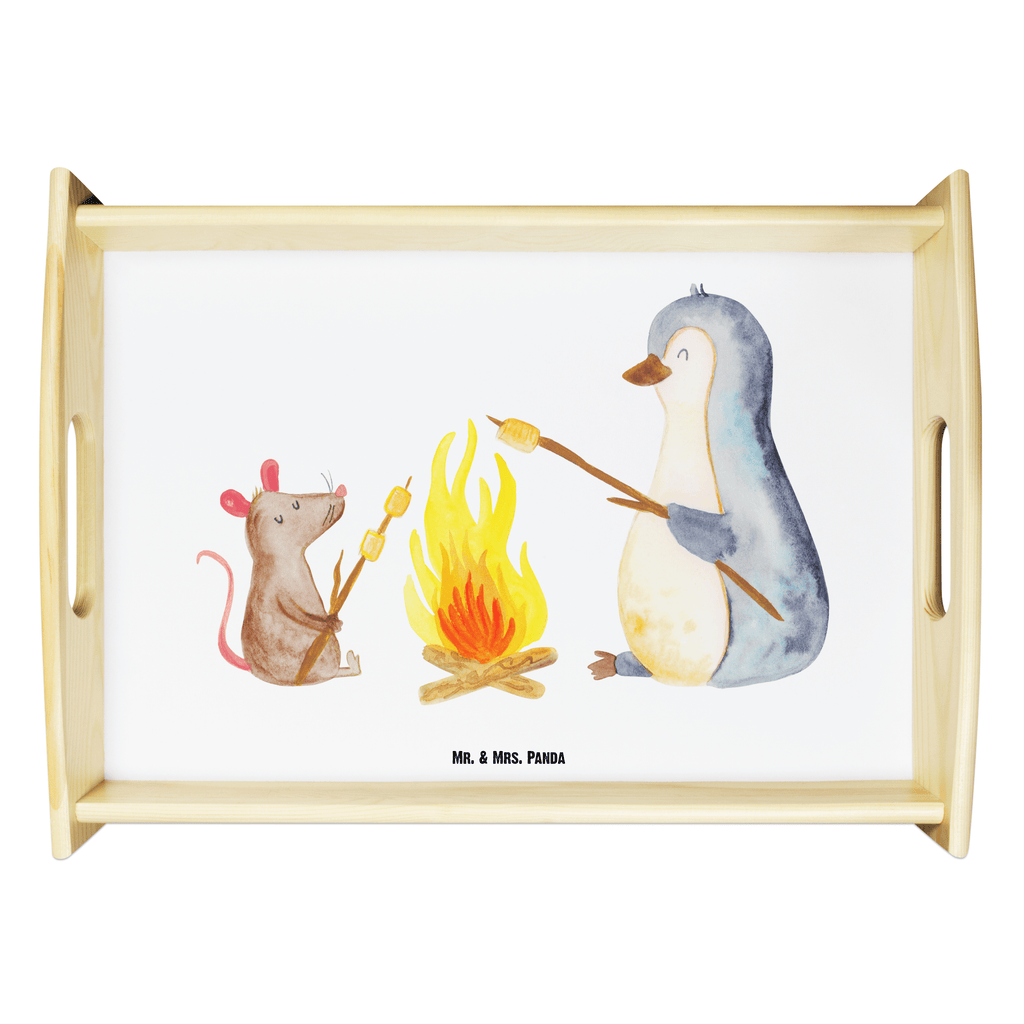 Serviertablett Pinguin Lagerfeuer Tablett, Holztablett, Küchentablett, Dekotablett, Frühstückstablett, Pinguin, Maus, Pinguine, Lagerfeuer, Leben, Arbeit, Job, Motivation, Büro, Büroalltag, Lebensspruch, Lebensmotivation, Neustart, Liebe, grillen, Feuer, Marshmallows