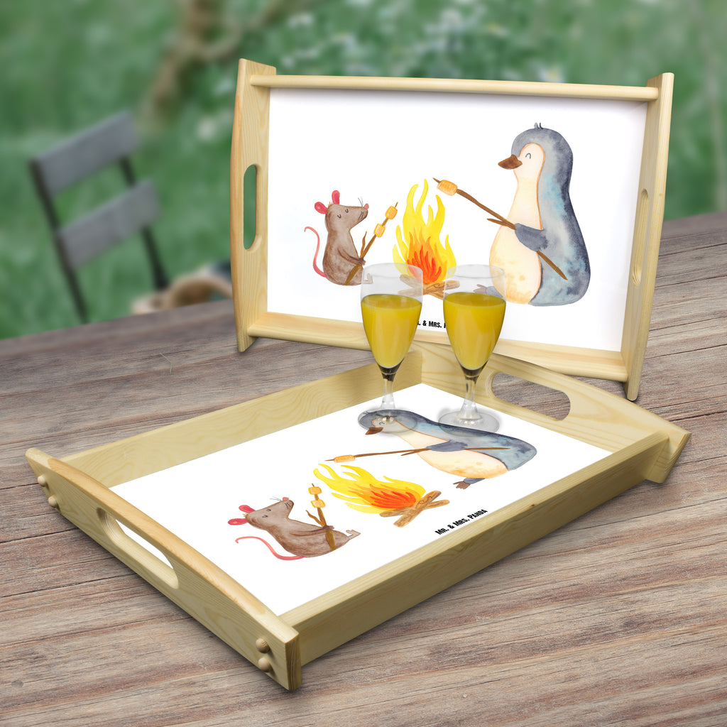 Serviertablett Pinguin Lagerfeuer Tablett, Holztablett, Küchentablett, Dekotablett, Frühstückstablett, Pinguin, Maus, Pinguine, Lagerfeuer, Leben, Arbeit, Job, Motivation, Büro, Büroalltag, Lebensspruch, Lebensmotivation, Neustart, Liebe, grillen, Feuer, Marshmallows