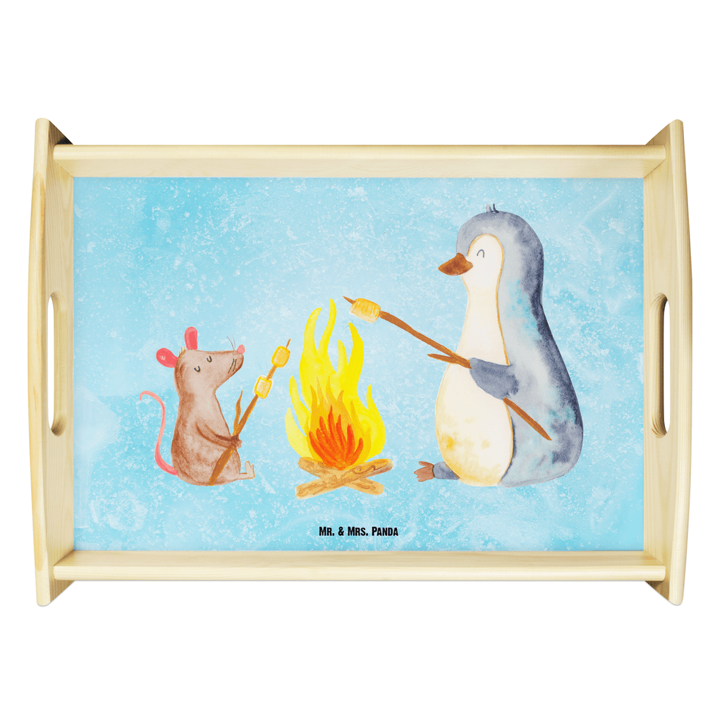 Serviertablett Pinguin Lagerfeuer Tablett, Holztablett, Küchentablett, Dekotablett, Frühstückstablett, Pinguin, Maus, Pinguine, Lagerfeuer, Leben, Arbeit, Job, Motivation, Büro, Büroalltag, Lebensspruch, Lebensmotivation, Neustart, Liebe, grillen, Feuer, Marshmallows