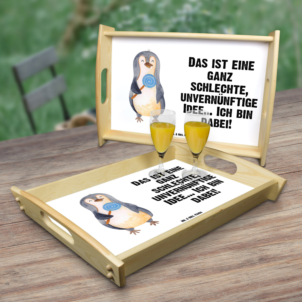 Serviertablett Pinguin Lolli Tablett, Holztablett, Küchentablett, Dekotablett, Frühstückstablett, Pinguin, Pinguine, Lolli, Süßigkeiten, Blödsinn, Spruch, Rebell, Gauner, Ganove, Rabauke
