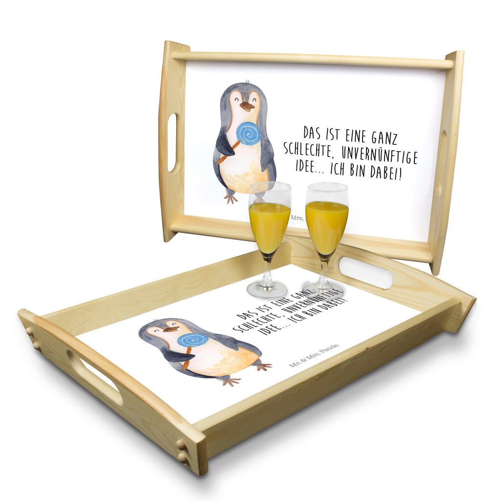Serviertablett Pinguin Lolli Tablett, Holztablett, Küchentablett, Dekotablett, Frühstückstablett, Pinguin, Pinguine, Lolli, Süßigkeiten, Blödsinn, Spruch, Rebell, Gauner, Ganove, Rabauke