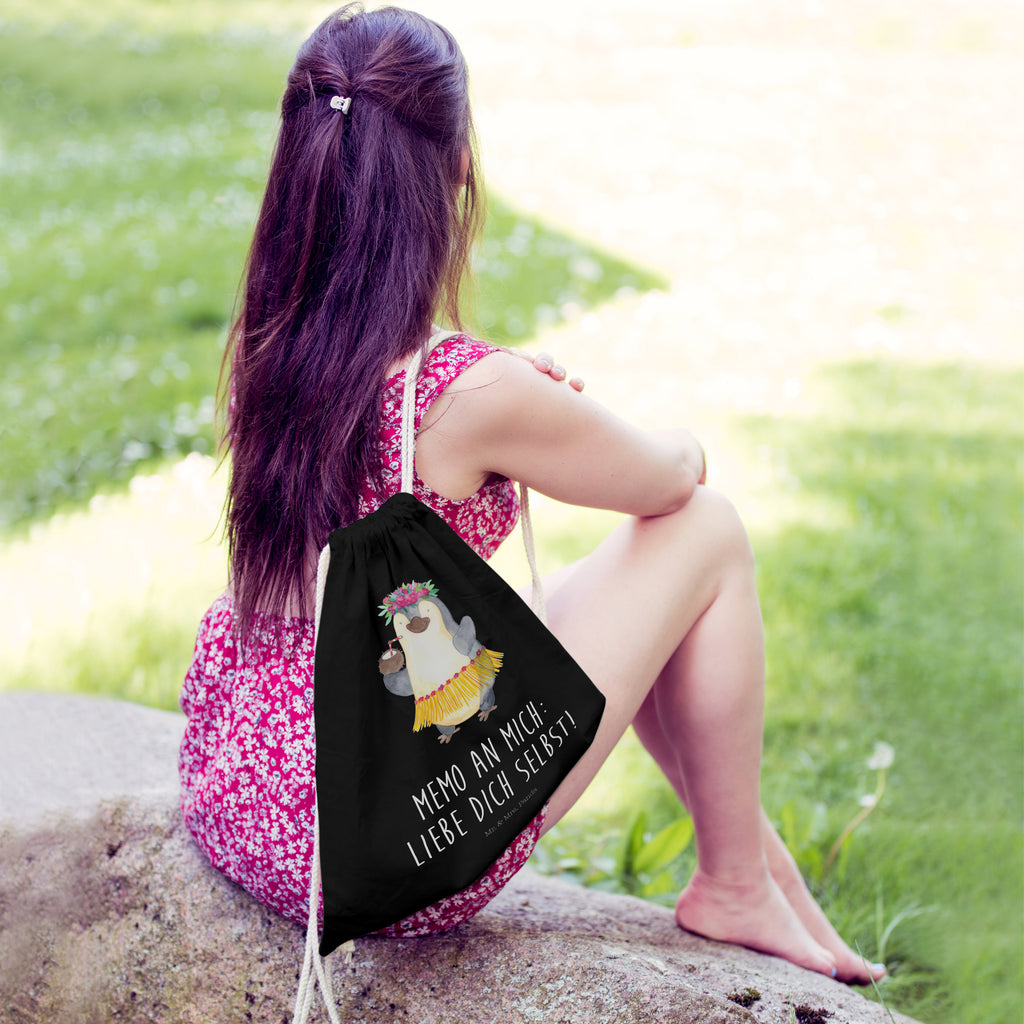 Sportbeutel Pinguin Kokosnuss Turnbeutel, Beutel, Sporttasche, Tasche, Stoffbeutel, Pinguin, Aloha, Hawaii, Urlaub, Kokosnuss, Pinguine