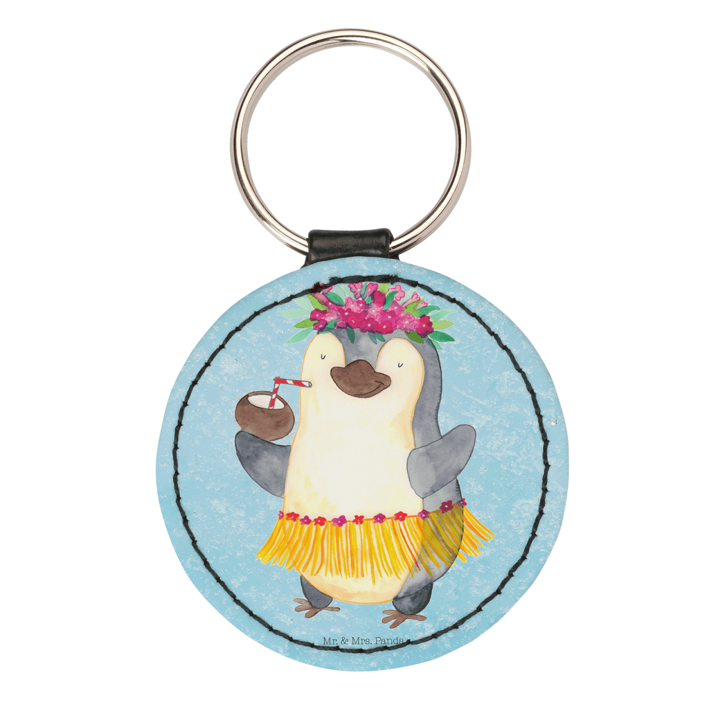 Rund Schlüsselanhänger Pinguin Kokosnuss Schlüsselanhänger, Anhänger, Taschenanhänger, Glücksbringer, Schutzengel, Pinguin, Aloha, Hawaii, Urlaub, Kokosnuss, Pinguine
