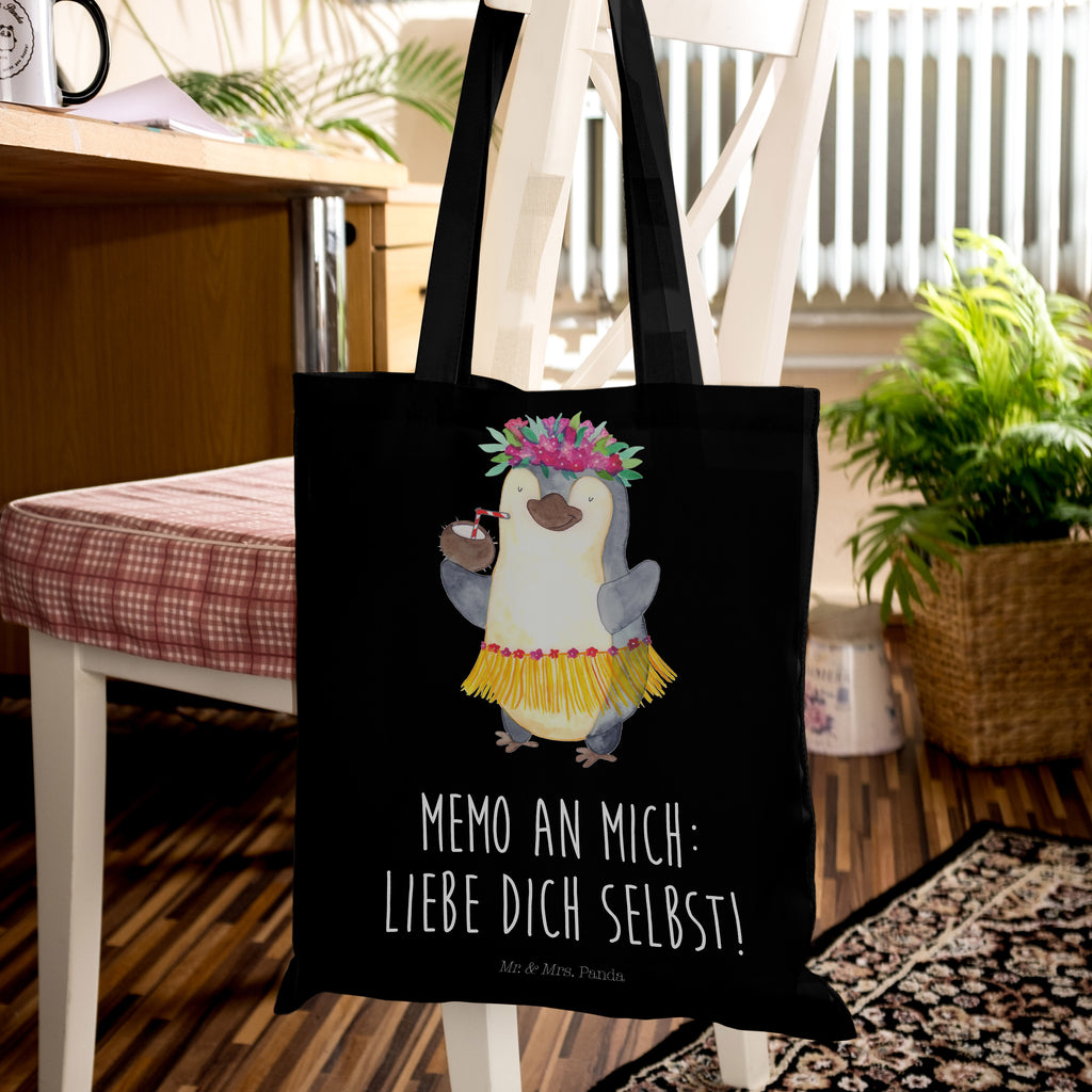 Tragetasche Pinguin Kokosnuss Beuteltasche, Beutel, Einkaufstasche, Jutebeutel, Stoffbeutel, Pinguin, Aloha, Hawaii, Urlaub, Kokosnuss, Pinguine