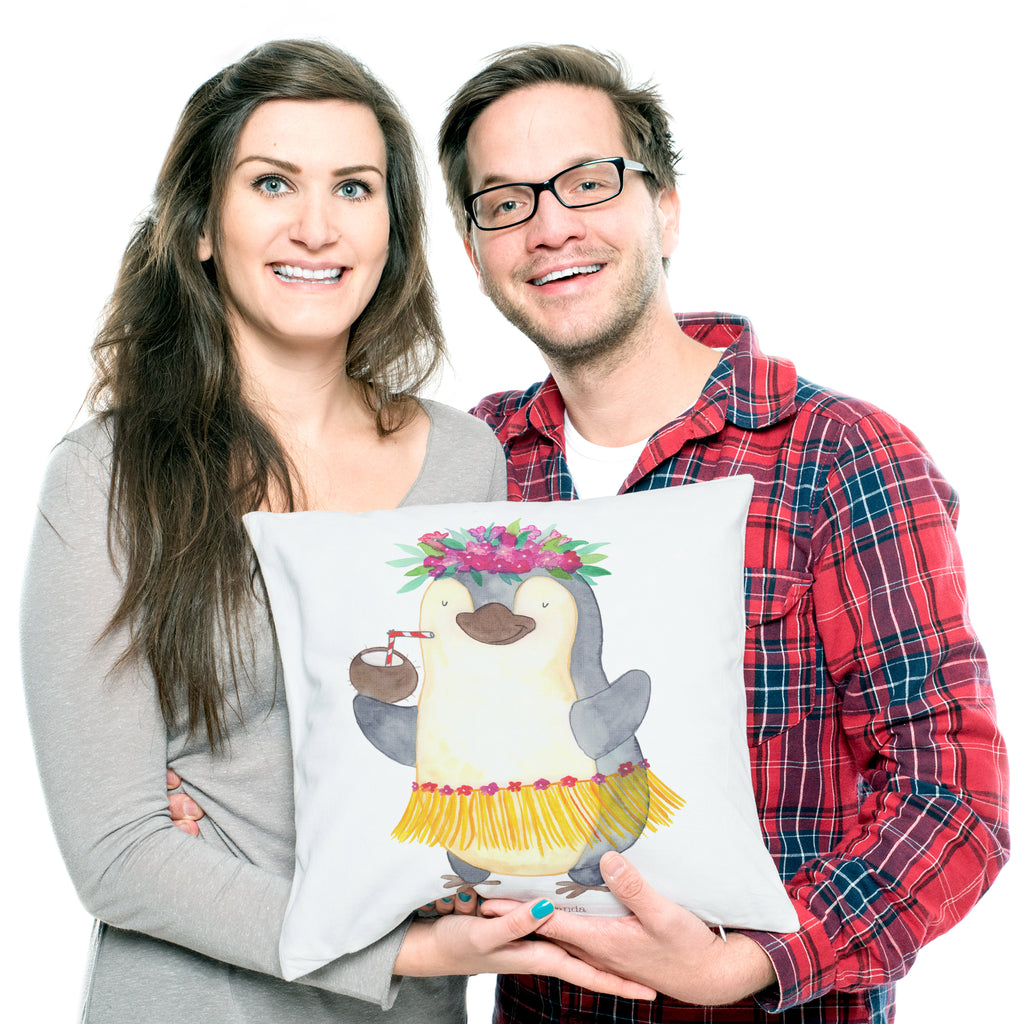 40x40 Kissen Pinguin Kokosnuss Kissenhülle, Kopfkissen, Sofakissen, Dekokissen, Motivkissen, Pinguin, Aloha, Hawaii, Urlaub, Kokosnuss, Pinguine