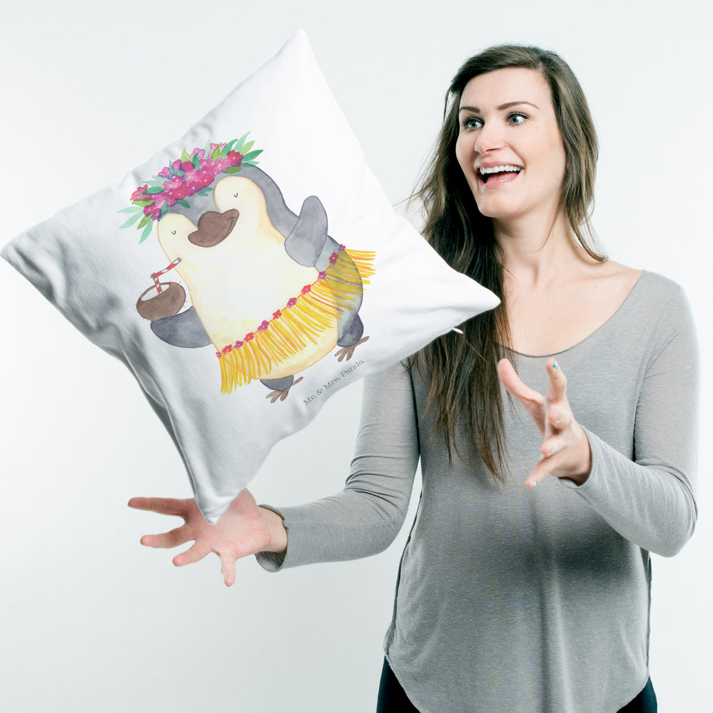 40x40 Kissen Pinguin Kokosnuss Kissenhülle, Kopfkissen, Sofakissen, Dekokissen, Motivkissen, Pinguin, Aloha, Hawaii, Urlaub, Kokosnuss, Pinguine