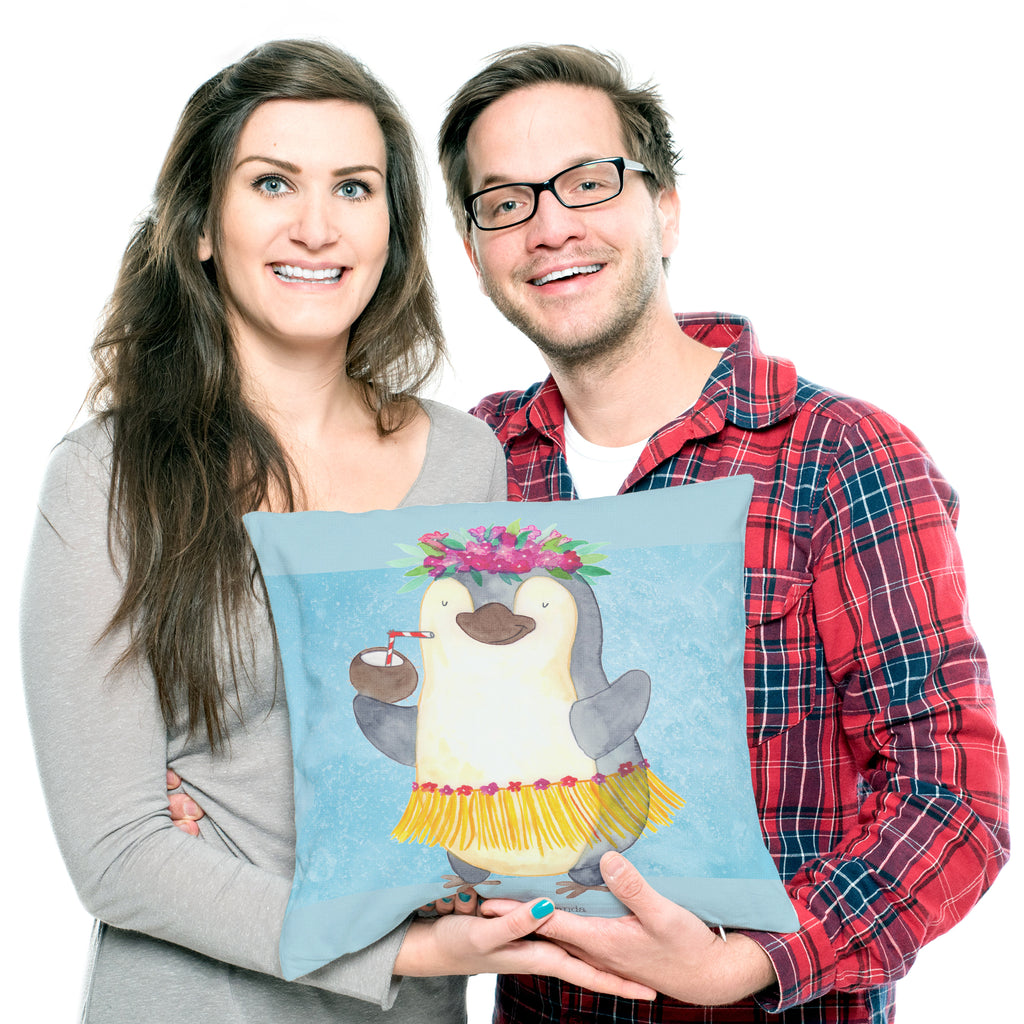 40x40 Kissen Pinguin Kokosnuss Kissenhülle, Kopfkissen, Sofakissen, Dekokissen, Motivkissen, Pinguin, Aloha, Hawaii, Urlaub, Kokosnuss, Pinguine