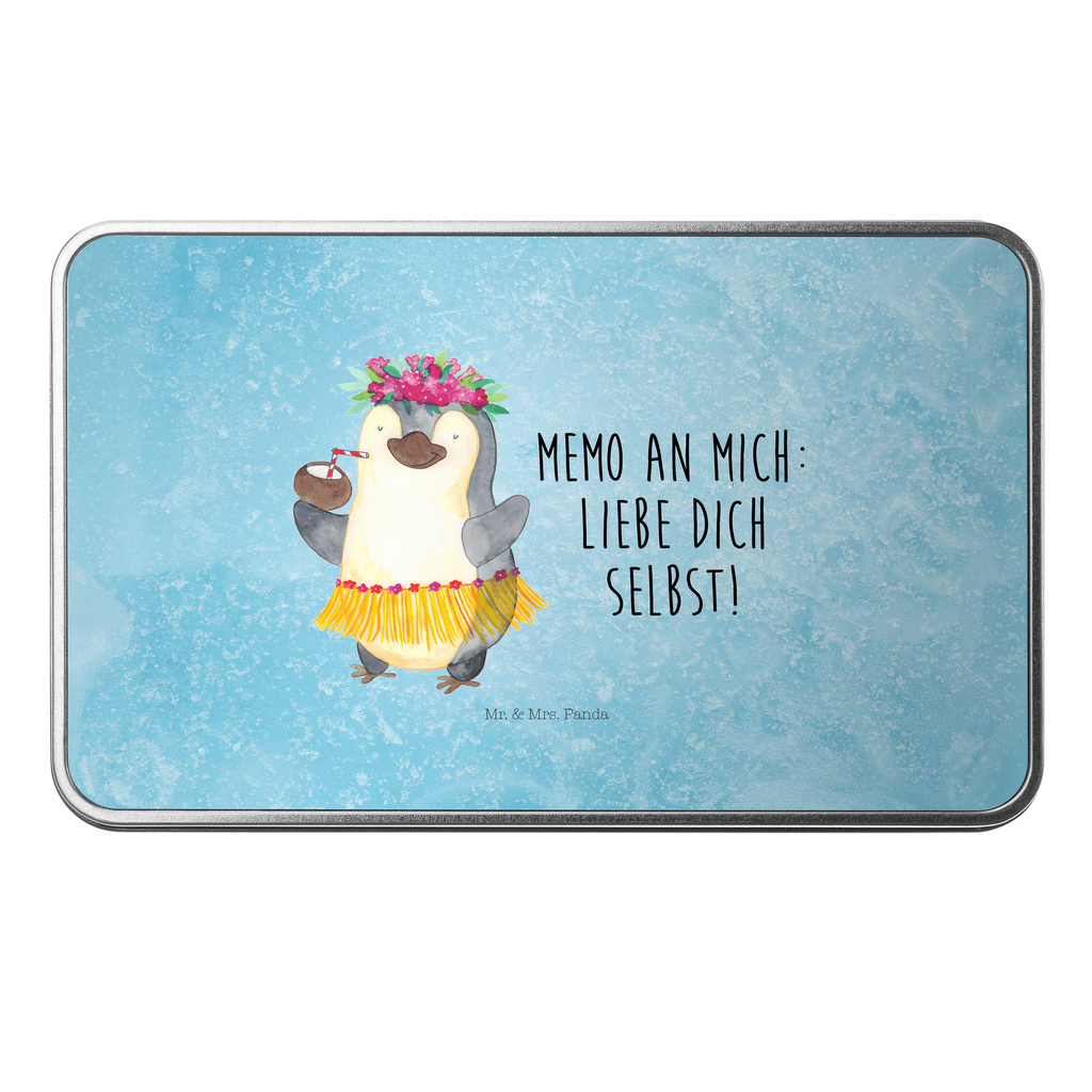 Metalldose rechteckig Pinguin Kokosnuss Blechdose, Metalldose, Blechbox, Container, Keksdose, Vorratsdose, Vorratsbox, Döschen, Versperbox, Vesperdose, Aufbewahrungsdose, Aufbewahrungsbox, Aluminiumdose, Dose, Pinguin, Aloha, Hawaii, Urlaub, Kokosnuss, Pinguine