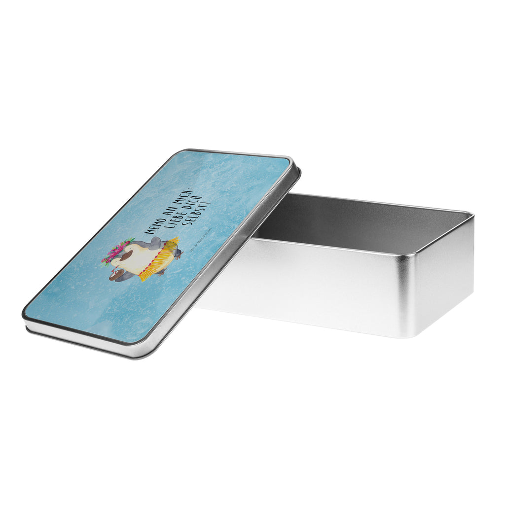 Metalldose rechteckig Pinguin Kokosnuss Blechdose, Metalldose, Blechbox, Container, Keksdose, Vorratsdose, Vorratsbox, Döschen, Versperbox, Vesperdose, Aufbewahrungsdose, Aufbewahrungsbox, Aluminiumdose, Dose, Pinguin, Aloha, Hawaii, Urlaub, Kokosnuss, Pinguine