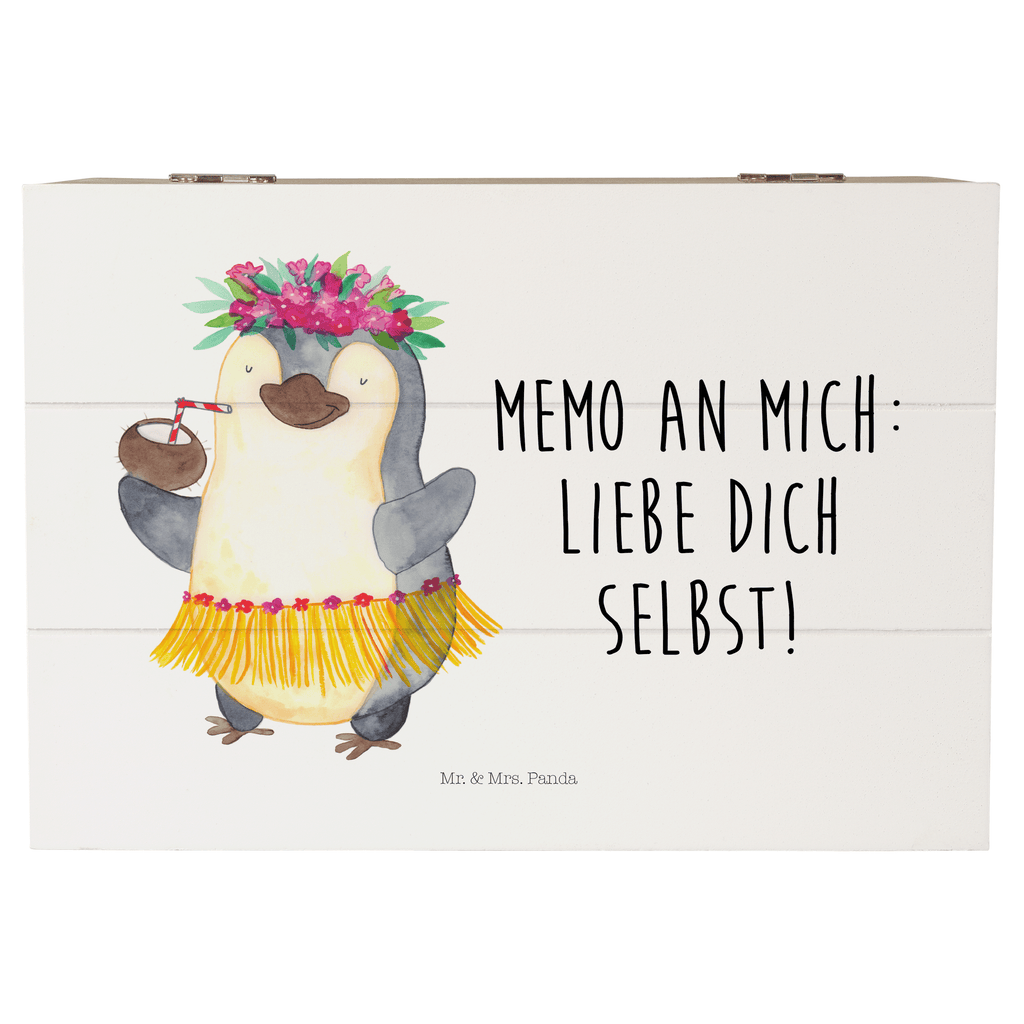 Holzkiste Pinguin Kokosnuss Holzkiste, Kiste, Schatzkiste, Truhe, Schatulle, XXL, Erinnerungsbox, Erinnerungskiste, Dekokiste, Aufbewahrungsbox, Pinguin, Aloha, Hawaii, Urlaub, Kokosnuss, Pinguine