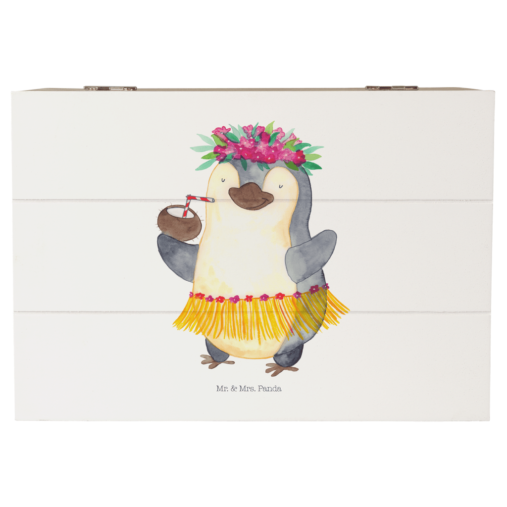 Holzkiste Pinguin Kokosnuss Holzkiste, Kiste, Schatzkiste, Truhe, Schatulle, XXL, Erinnerungsbox, Erinnerungskiste, Dekokiste, Aufbewahrungsbox, Pinguin, Aloha, Hawaii, Urlaub, Kokosnuss, Pinguine