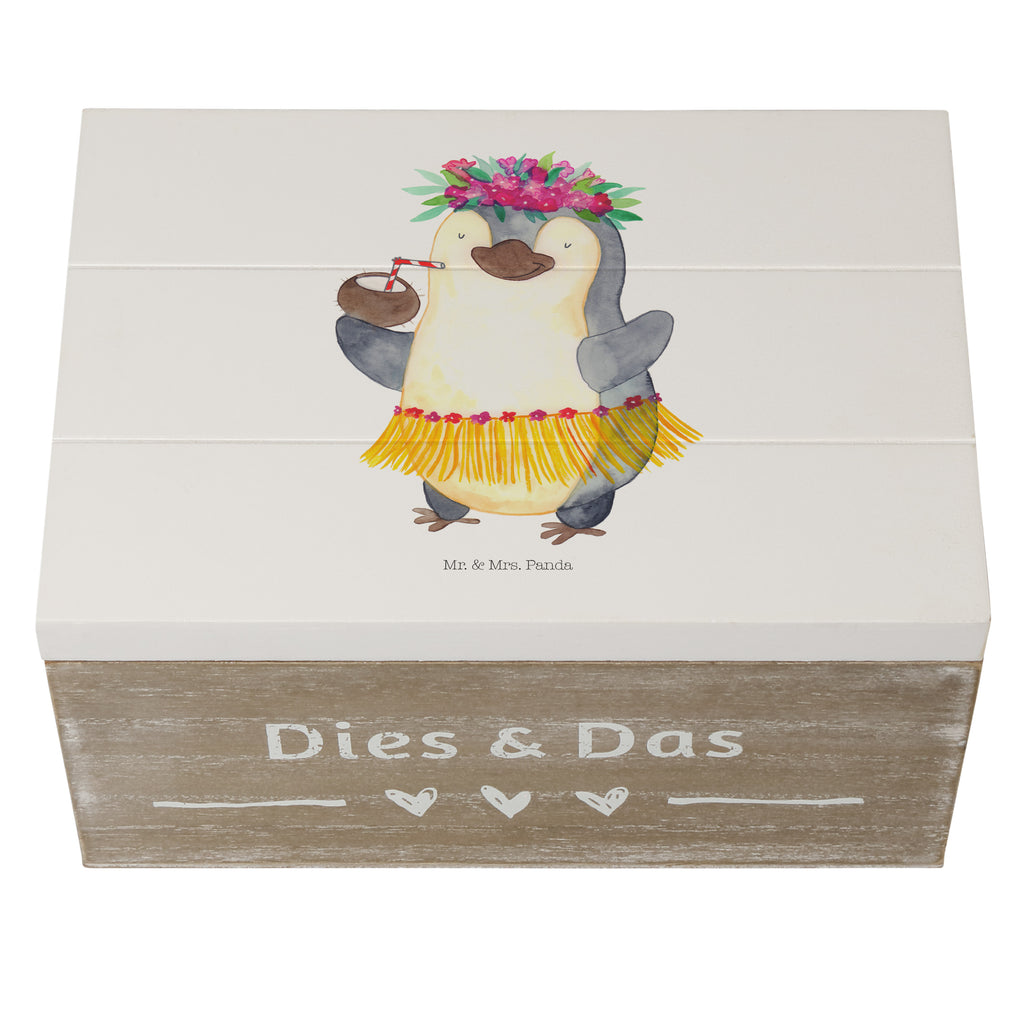 Holzkiste Pinguin Kokosnuss Holzkiste, Kiste, Schatzkiste, Truhe, Schatulle, XXL, Erinnerungsbox, Erinnerungskiste, Dekokiste, Aufbewahrungsbox, Pinguin, Aloha, Hawaii, Urlaub, Kokosnuss, Pinguine