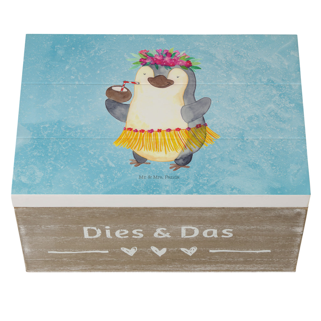 Holzkiste Pinguin Kokosnuss Holzkiste, Kiste, Schatzkiste, Truhe, Schatulle, XXL, Erinnerungsbox, Erinnerungskiste, Dekokiste, Aufbewahrungsbox, Pinguin, Aloha, Hawaii, Urlaub, Kokosnuss, Pinguine