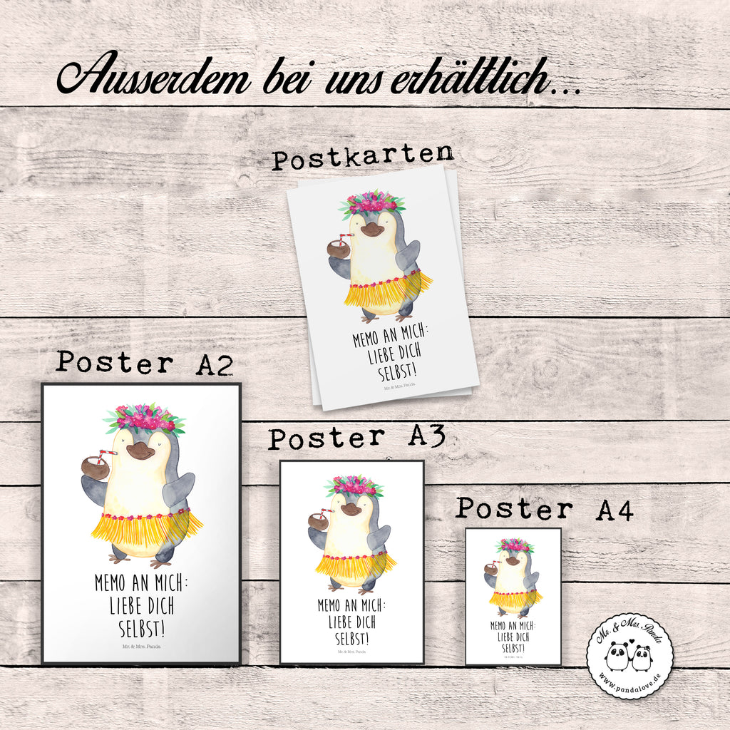 Poster Pinguin Kokosnuss Poster, Wandposter, Bild, Wanddeko, Küchenposter, Kinderposter, Wanddeko Bild, Raumdekoration, Wanddekoration, Handgemaltes Poster, Mr. & Mrs. Panda Poster, Designposter, Kunstdruck, Posterdruck, Pinguin, Aloha, Hawaii, Urlaub, Kokosnuss, Pinguine
