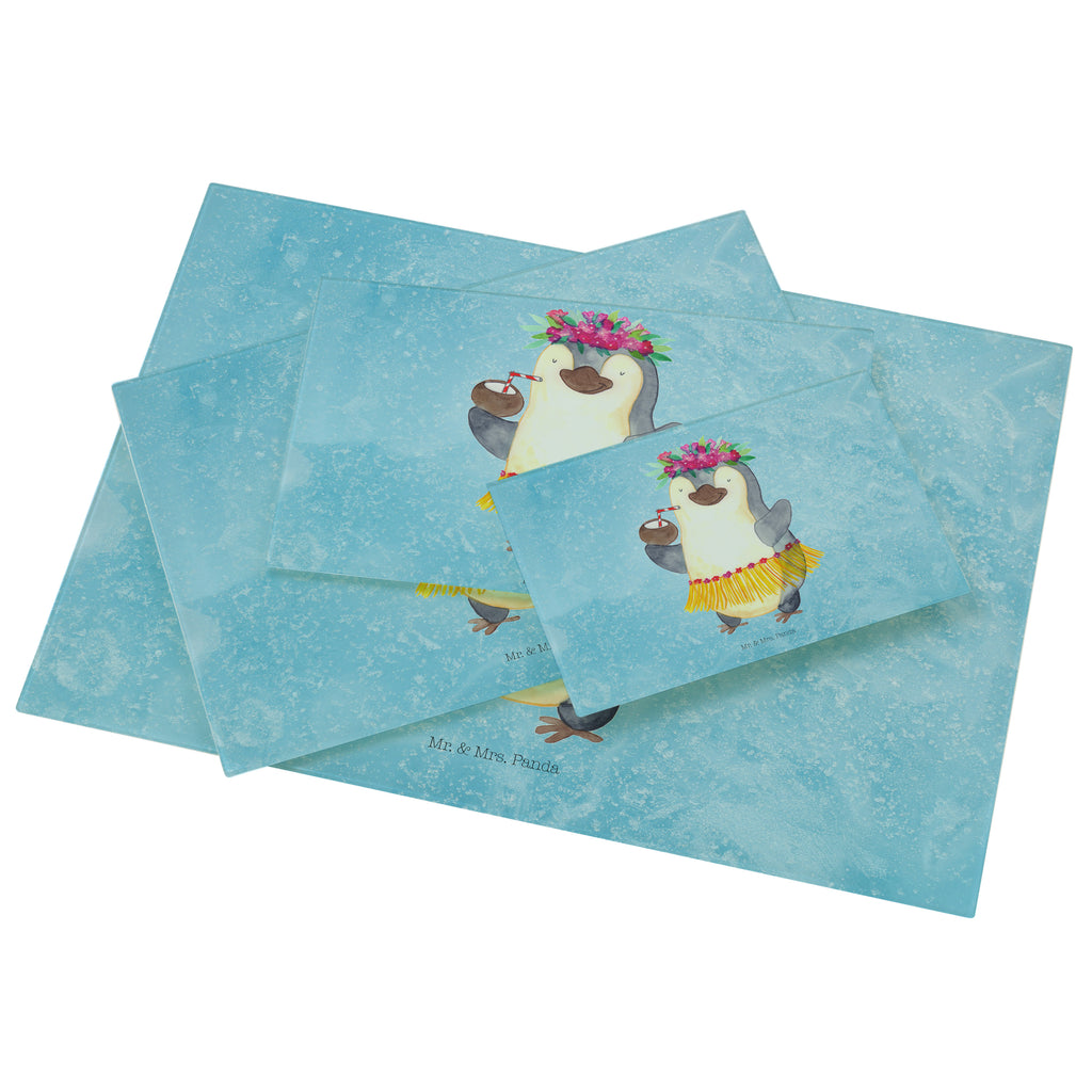 XL Glas Schneidbrett Pinguin Kokosnuss Glasschneidebrett, Schneidebrett, Frühstücksbrett, Küche, Pinguin, Aloha, Hawaii, Urlaub, Kokosnuss, Pinguine