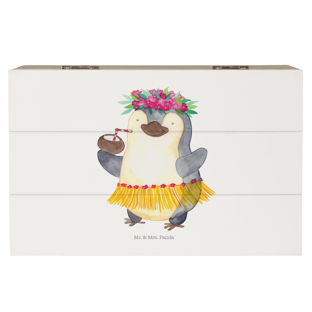 Holzkiste Pinguin Kokosnuss Holzkiste, Kiste, Schatzkiste, Truhe, Schatulle, XXL, Erinnerungsbox, Erinnerungskiste, Dekokiste, Aufbewahrungsbox, Pinguin, Aloha, Hawaii, Urlaub, Kokosnuss, Pinguine