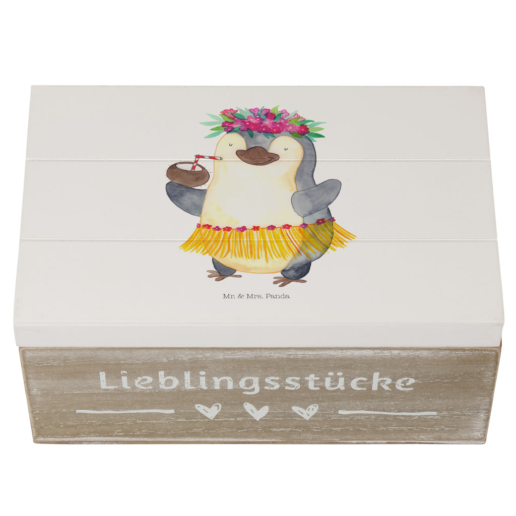 Holzkiste Pinguin Kokosnuss Holzkiste, Kiste, Schatzkiste, Truhe, Schatulle, XXL, Erinnerungsbox, Erinnerungskiste, Dekokiste, Aufbewahrungsbox, Pinguin, Aloha, Hawaii, Urlaub, Kokosnuss, Pinguine