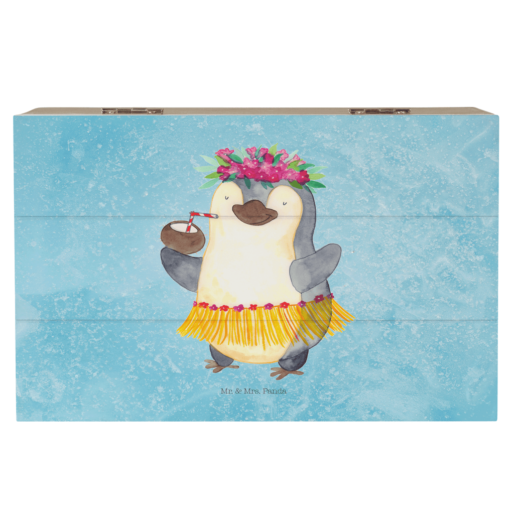 Holzkiste Pinguin Kokosnuss Holzkiste, Kiste, Schatzkiste, Truhe, Schatulle, XXL, Erinnerungsbox, Erinnerungskiste, Dekokiste, Aufbewahrungsbox, Pinguin, Aloha, Hawaii, Urlaub, Kokosnuss, Pinguine