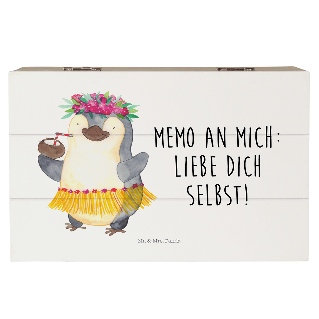 Holzkiste Pinguin Kokosnuss Holzkiste, Kiste, Schatzkiste, Truhe, Schatulle, XXL, Erinnerungsbox, Erinnerungskiste, Dekokiste, Aufbewahrungsbox, Pinguin, Aloha, Hawaii, Urlaub, Kokosnuss, Pinguine
