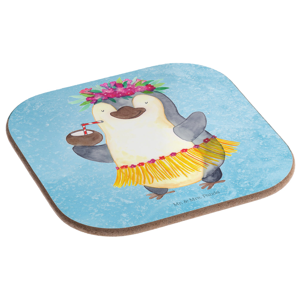 Quadratische Untersetzer Pinguin Kokosnuss Bierdeckel, Glasuntersetzer, Untersetzer Gläser, Getränkeuntersetzer, Pinguin, Aloha, Hawaii, Urlaub, Kokosnuss, Pinguine
