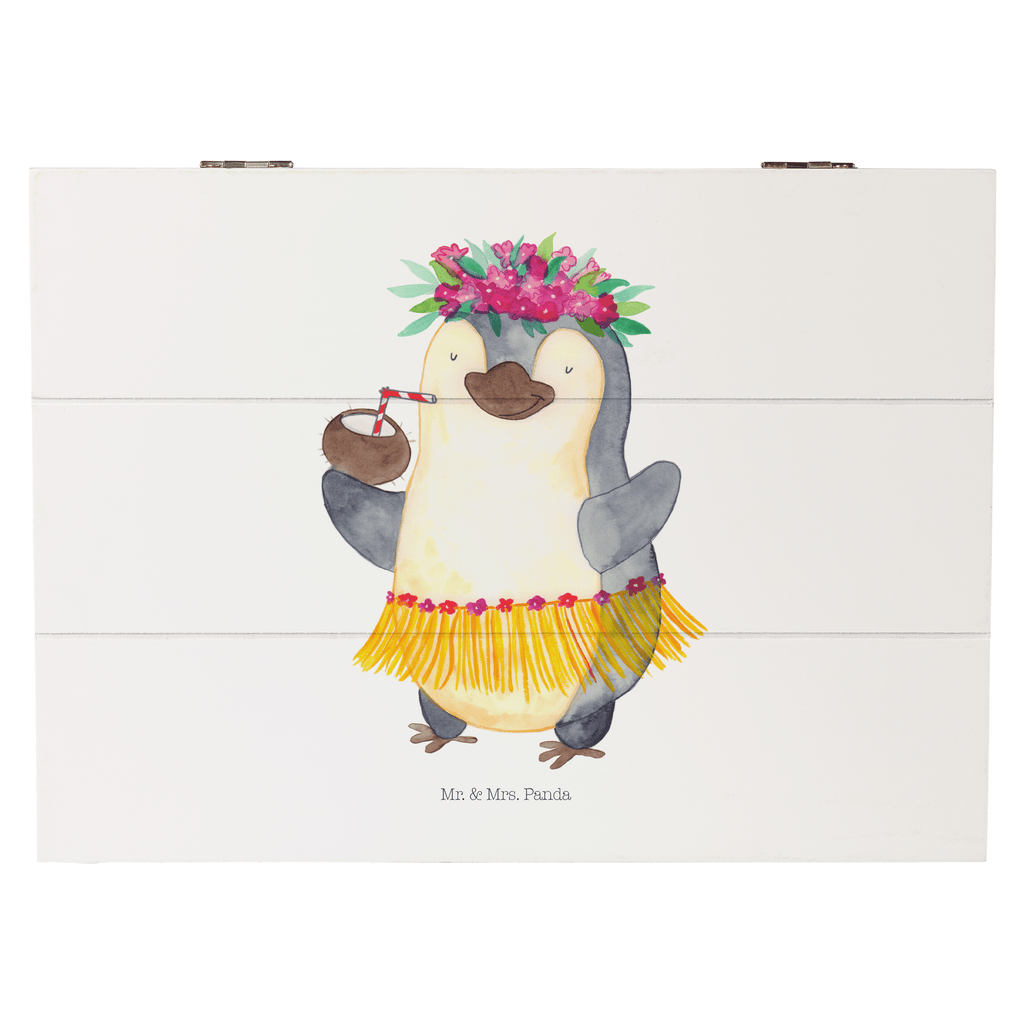 Holzkiste Pinguin Kokosnuss Holzkiste, Kiste, Schatzkiste, Truhe, Schatulle, XXL, Erinnerungsbox, Erinnerungskiste, Dekokiste, Aufbewahrungsbox, Pinguin, Aloha, Hawaii, Urlaub, Kokosnuss, Pinguine