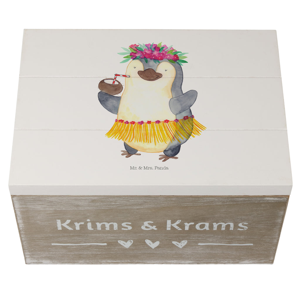 Holzkiste Pinguin Kokosnuss Holzkiste, Kiste, Schatzkiste, Truhe, Schatulle, XXL, Erinnerungsbox, Erinnerungskiste, Dekokiste, Aufbewahrungsbox, Pinguin, Aloha, Hawaii, Urlaub, Kokosnuss, Pinguine
