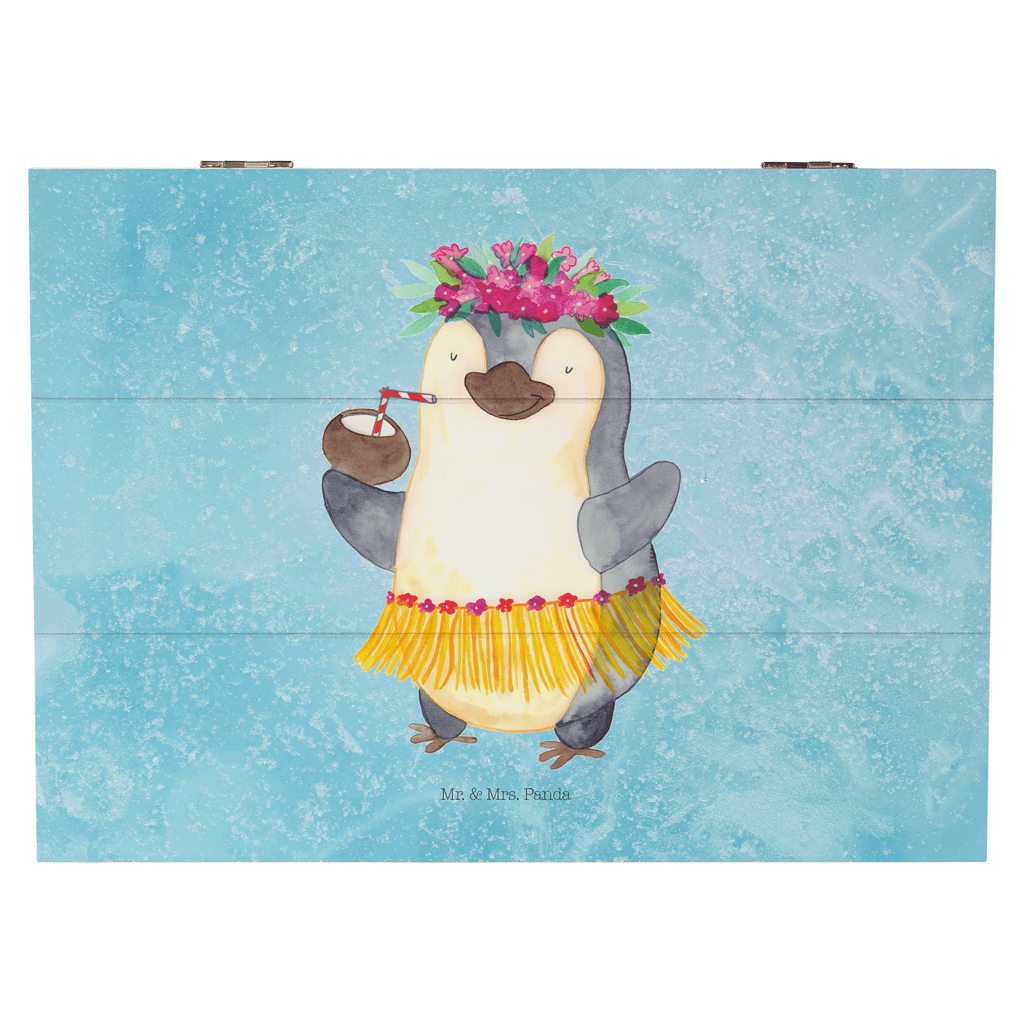 Holzkiste Pinguin Kokosnuss Holzkiste, Kiste, Schatzkiste, Truhe, Schatulle, XXL, Erinnerungsbox, Erinnerungskiste, Dekokiste, Aufbewahrungsbox, Pinguin, Aloha, Hawaii, Urlaub, Kokosnuss, Pinguine