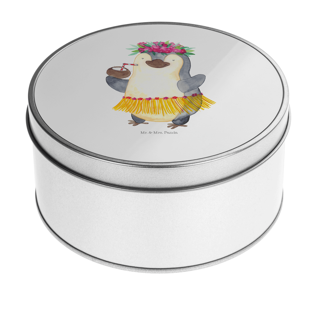 Blechdose rund Pinguin Kokosnuss Metalldose, Keksdose, Dose, Vorratsdose, Geschenkbox, Pinguin, Aloha, Hawaii, Urlaub, Kokosnuss, Pinguine