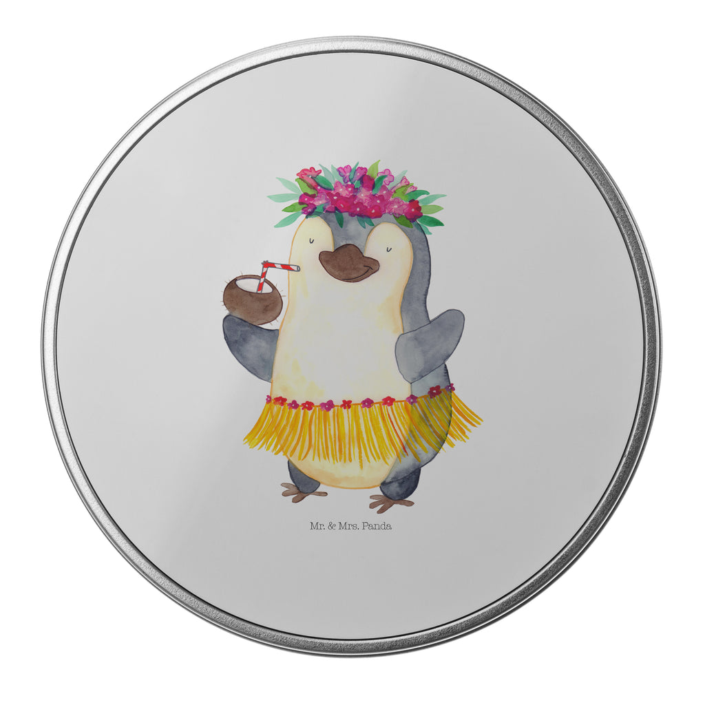 Blechdose rund Pinguin Kokosnuss Metalldose, Keksdose, Dose, Vorratsdose, Geschenkbox, Pinguin, Aloha, Hawaii, Urlaub, Kokosnuss, Pinguine