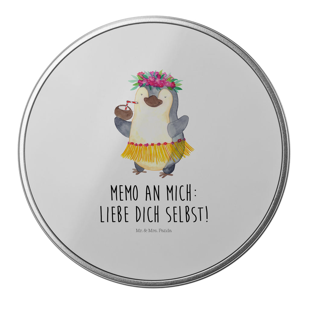 Blechdose rund Pinguin Kokosnuss Metalldose, Keksdose, Dose, Vorratsdose, Geschenkbox, Pinguin, Aloha, Hawaii, Urlaub, Kokosnuss, Pinguine