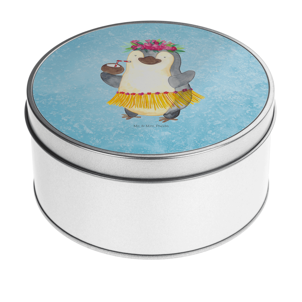 Blechdose rund Pinguin Kokosnuss Metalldose, Keksdose, Dose, Vorratsdose, Geschenkbox, Pinguin, Aloha, Hawaii, Urlaub, Kokosnuss, Pinguine