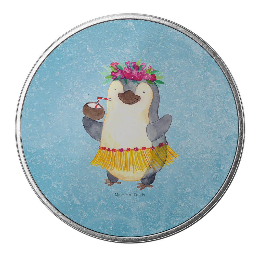 Blechdose rund Pinguin Kokosnuss Metalldose, Keksdose, Dose, Vorratsdose, Geschenkbox, Pinguin, Aloha, Hawaii, Urlaub, Kokosnuss, Pinguine
