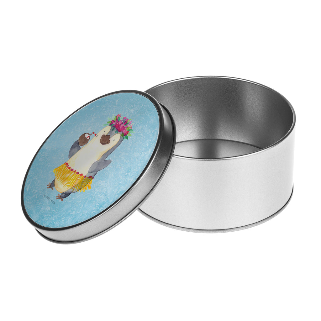 Blechdose rund Pinguin Kokosnuss Metalldose, Keksdose, Dose, Vorratsdose, Geschenkbox, Pinguin, Aloha, Hawaii, Urlaub, Kokosnuss, Pinguine