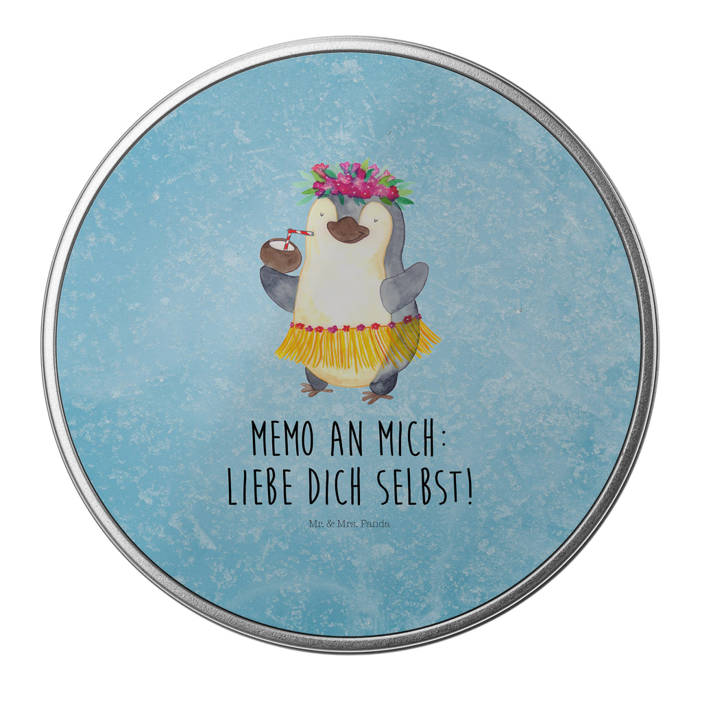 Blechdose rund Pinguin Kokosnuss Metalldose, Keksdose, Dose, Vorratsdose, Geschenkbox, Pinguin, Aloha, Hawaii, Urlaub, Kokosnuss, Pinguine