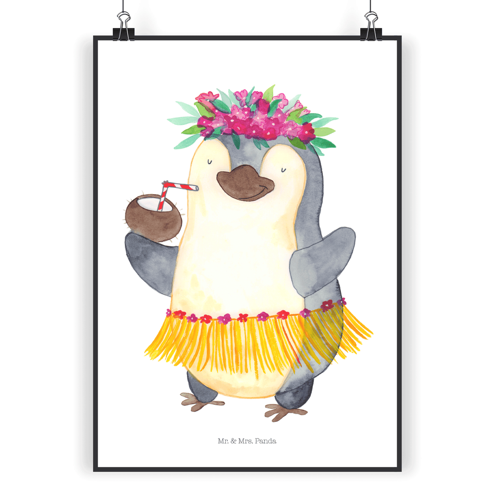 Poster Pinguin Kokosnuss Poster, Wandposter, Bild, Wanddeko, Küchenposter, Kinderposter, Wanddeko Bild, Raumdekoration, Wanddekoration, Handgemaltes Poster, Mr. & Mrs. Panda Poster, Designposter, Kunstdruck, Posterdruck, Pinguin, Aloha, Hawaii, Urlaub, Kokosnuss, Pinguine