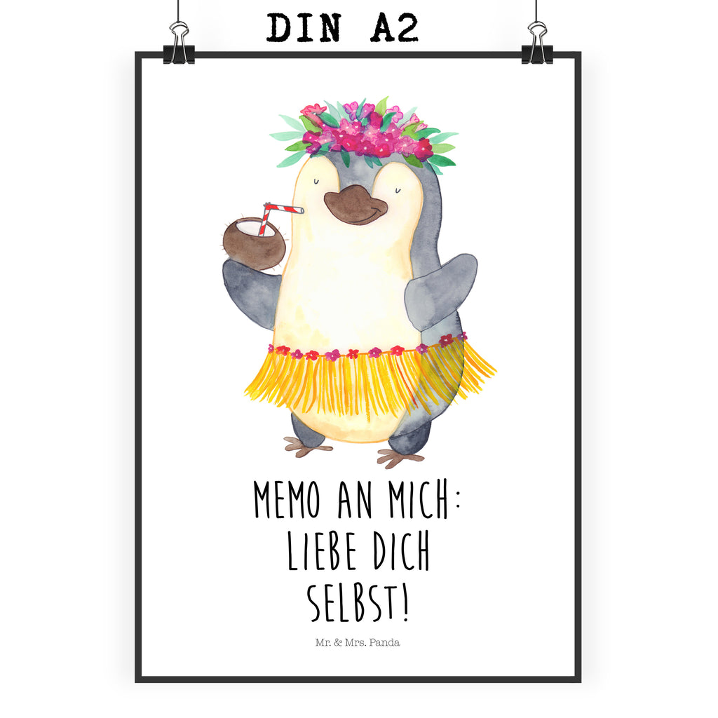 Poster Pinguin Kokosnuss Poster, Wandposter, Bild, Wanddeko, Küchenposter, Kinderposter, Wanddeko Bild, Raumdekoration, Wanddekoration, Handgemaltes Poster, Mr. & Mrs. Panda Poster, Designposter, Kunstdruck, Posterdruck, Pinguin, Aloha, Hawaii, Urlaub, Kokosnuss, Pinguine