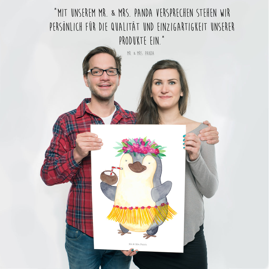 Poster Pinguin Kokosnuss Poster, Wandposter, Bild, Wanddeko, Küchenposter, Kinderposter, Wanddeko Bild, Raumdekoration, Wanddekoration, Handgemaltes Poster, Mr. & Mrs. Panda Poster, Designposter, Kunstdruck, Posterdruck, Pinguin, Aloha, Hawaii, Urlaub, Kokosnuss, Pinguine