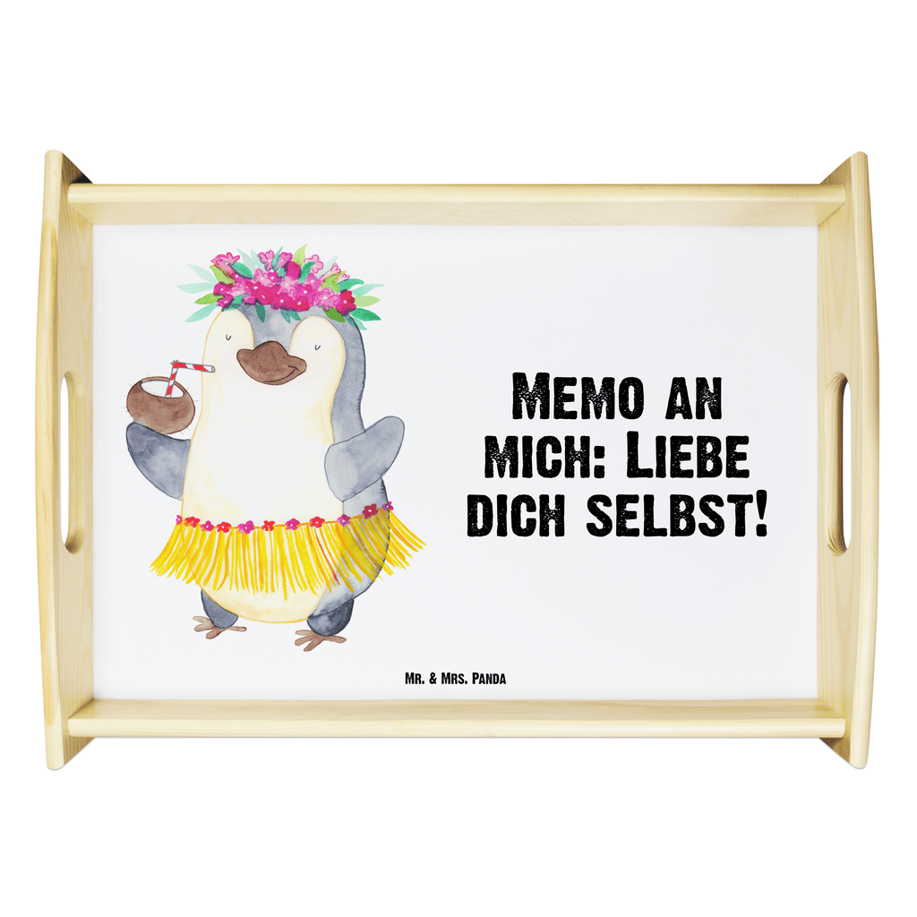 Serviertablett Pinguin Kokosnuss Tablett, Holztablett, Küchentablett, Dekotablett, Frühstückstablett, Pinguin, Aloha, Hawaii, Urlaub, Kokosnuss, Pinguine