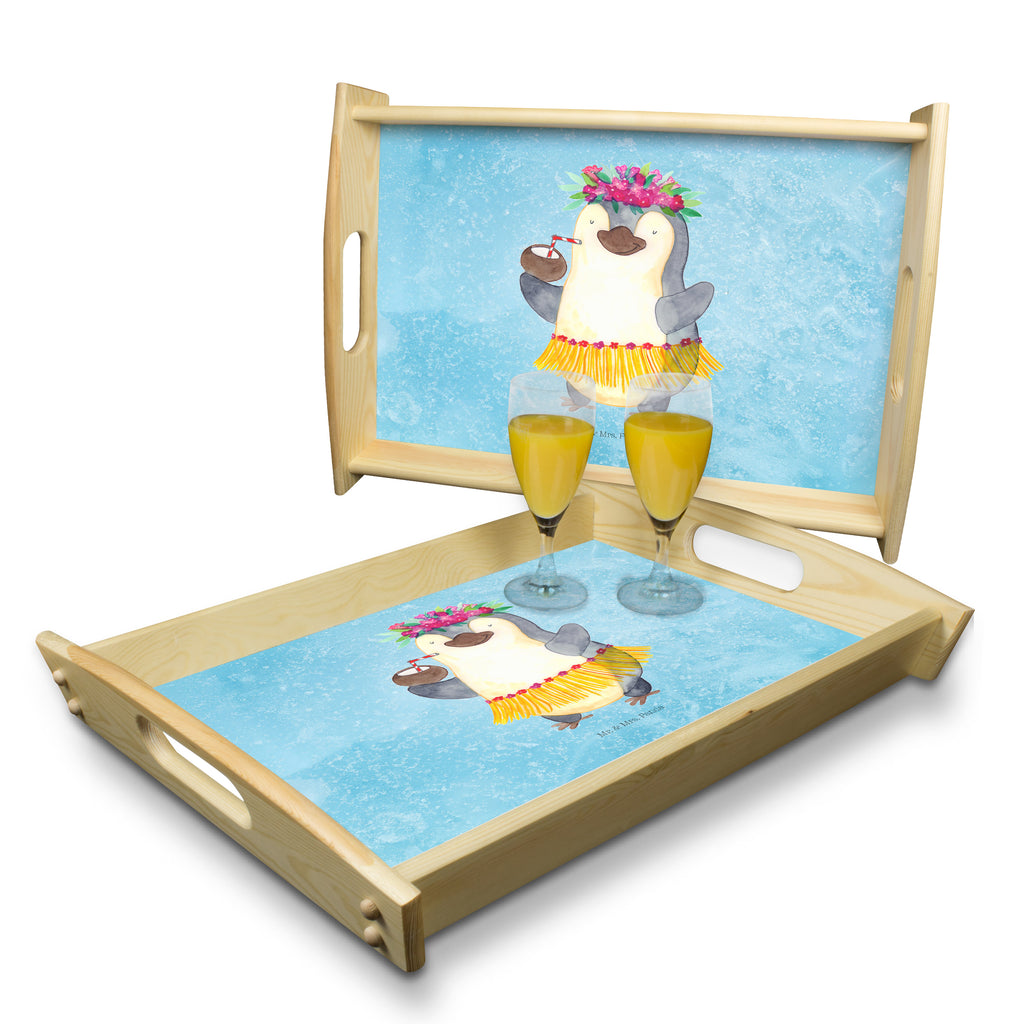 Serviertablett Pinguin Kokosnuss Tablett, Holztablett, Küchentablett, Dekotablett, Frühstückstablett, Pinguin, Aloha, Hawaii, Urlaub, Kokosnuss, Pinguine