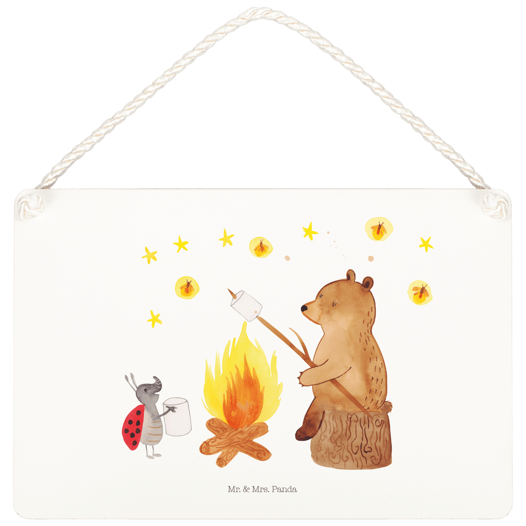Deko Schild Bär & Marienkäfer Lagerfeuer Dekoschild, Deko Schild, Schild, Tür Schild, Türschild, Holzschild, Wandschild, Wanddeko, Bär, Teddy, Teddybär, Lagerfeuer