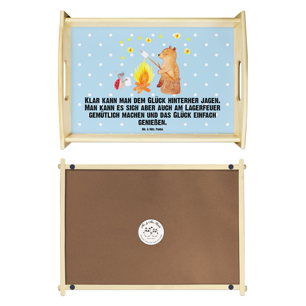 Serviertablett Bär & Marienkäfer Lagerfeuer Tablett, Holztablett, Küchentablett, Dekotablett, Frühstückstablett, Bär, Teddy, Teddybär, Lagerfeuer