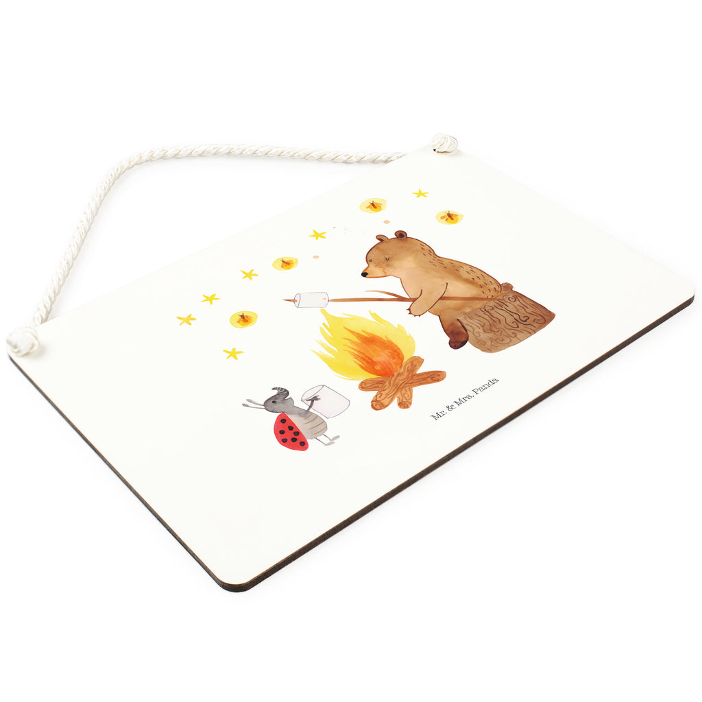 Deko Schild Bär & Marienkäfer Lagerfeuer Dekoschild, Deko Schild, Schild, Tür Schild, Türschild, Holzschild, Wandschild, Wanddeko, Bär, Teddy, Teddybär, Lagerfeuer