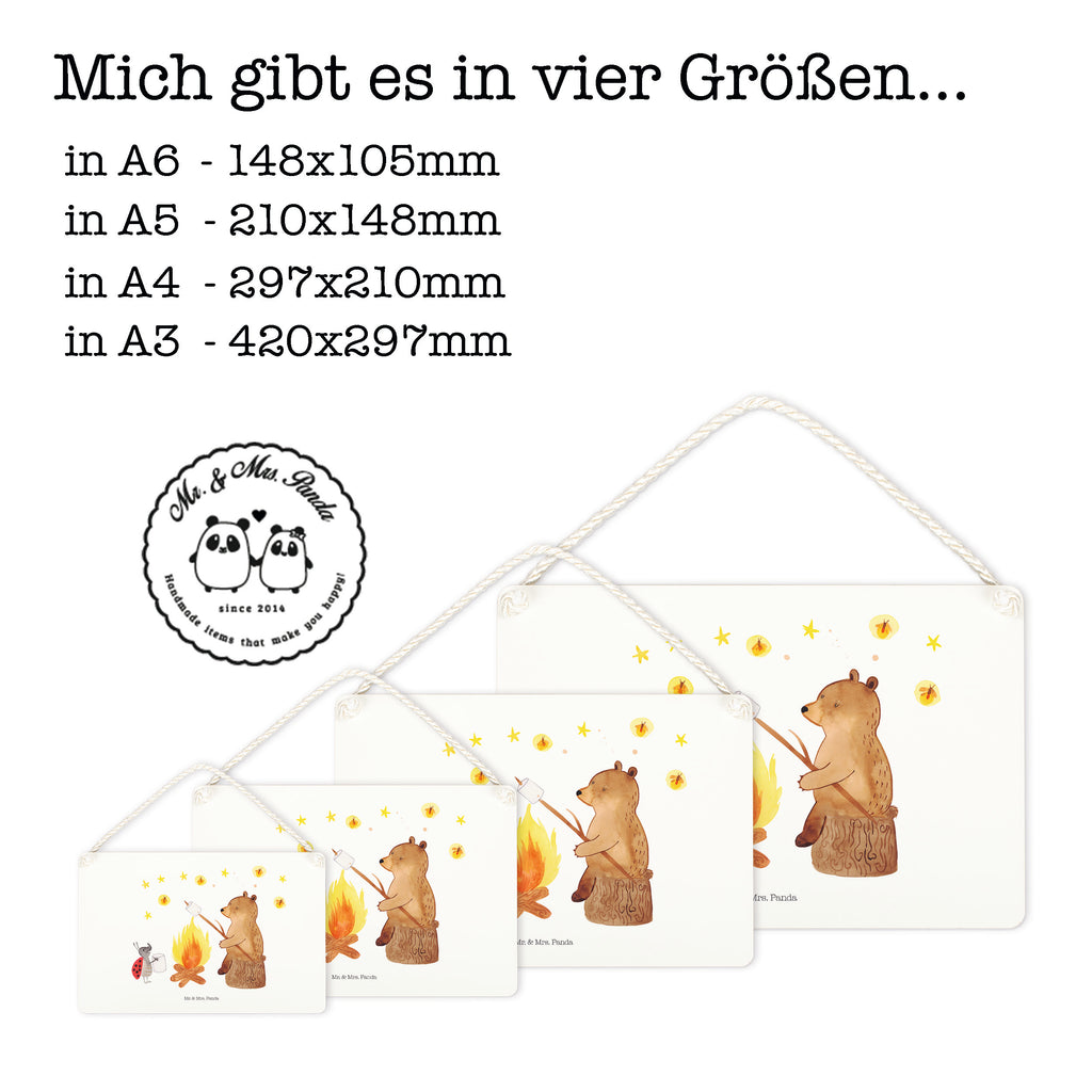 Deko Schild Bär & Marienkäfer Lagerfeuer Dekoschild, Deko Schild, Schild, Tür Schild, Türschild, Holzschild, Wandschild, Wanddeko, Bär, Teddy, Teddybär, Lagerfeuer