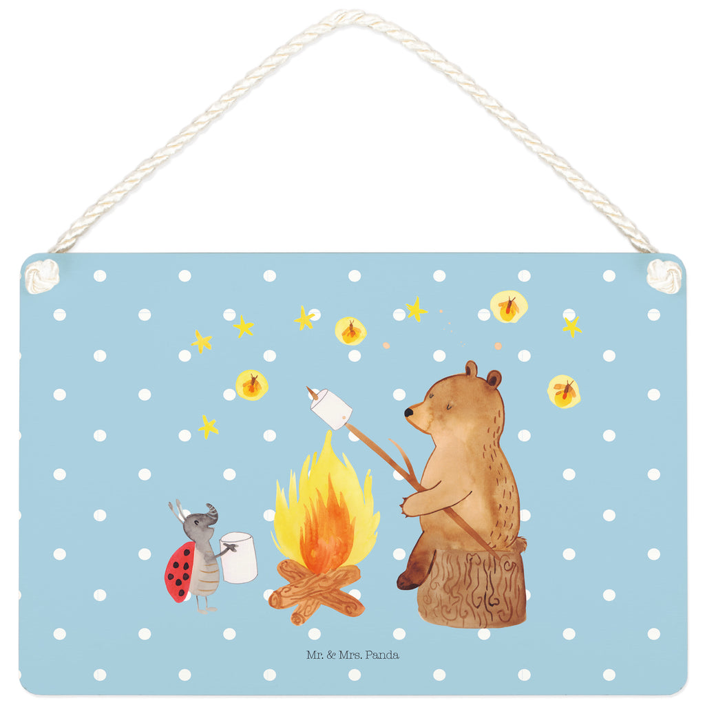 Deko Schild Bär & Marienkäfer Lagerfeuer Dekoschild, Deko Schild, Schild, Tür Schild, Türschild, Holzschild, Wandschild, Wanddeko, Bär, Teddy, Teddybär, Lagerfeuer