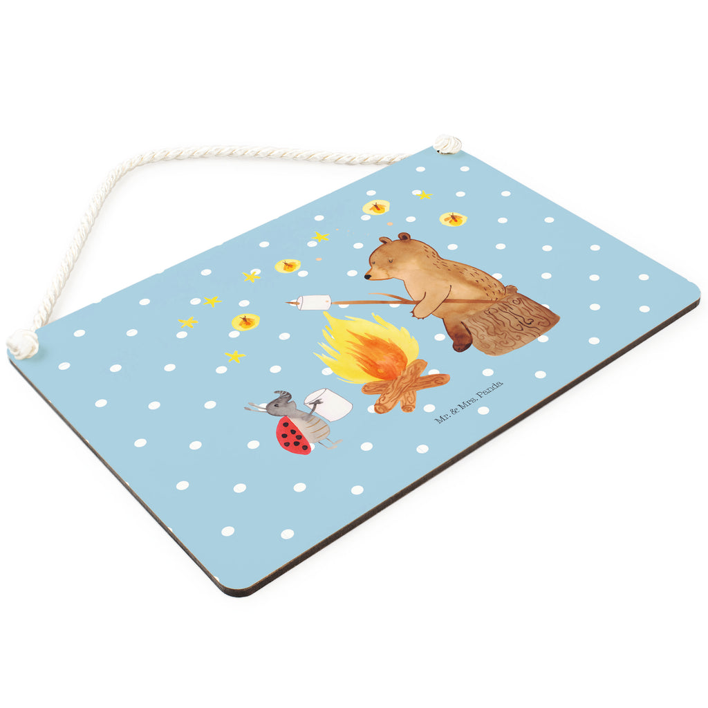 Deko Schild Bär & Marienkäfer Lagerfeuer Dekoschild, Deko Schild, Schild, Tür Schild, Türschild, Holzschild, Wandschild, Wanddeko, Bär, Teddy, Teddybär, Lagerfeuer