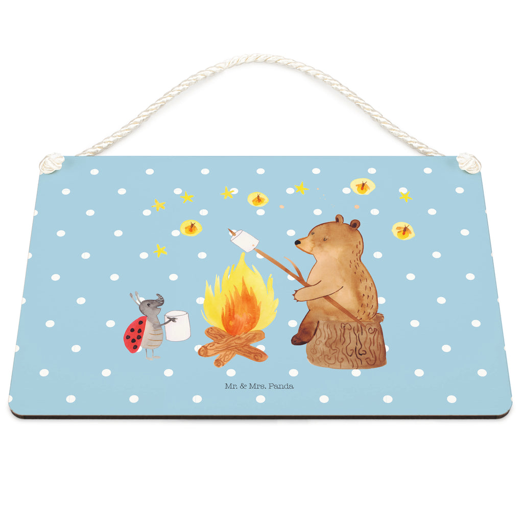 Deko Schild Bär & Marienkäfer Lagerfeuer Dekoschild, Deko Schild, Schild, Tür Schild, Türschild, Holzschild, Wandschild, Wanddeko, Bär, Teddy, Teddybär, Lagerfeuer