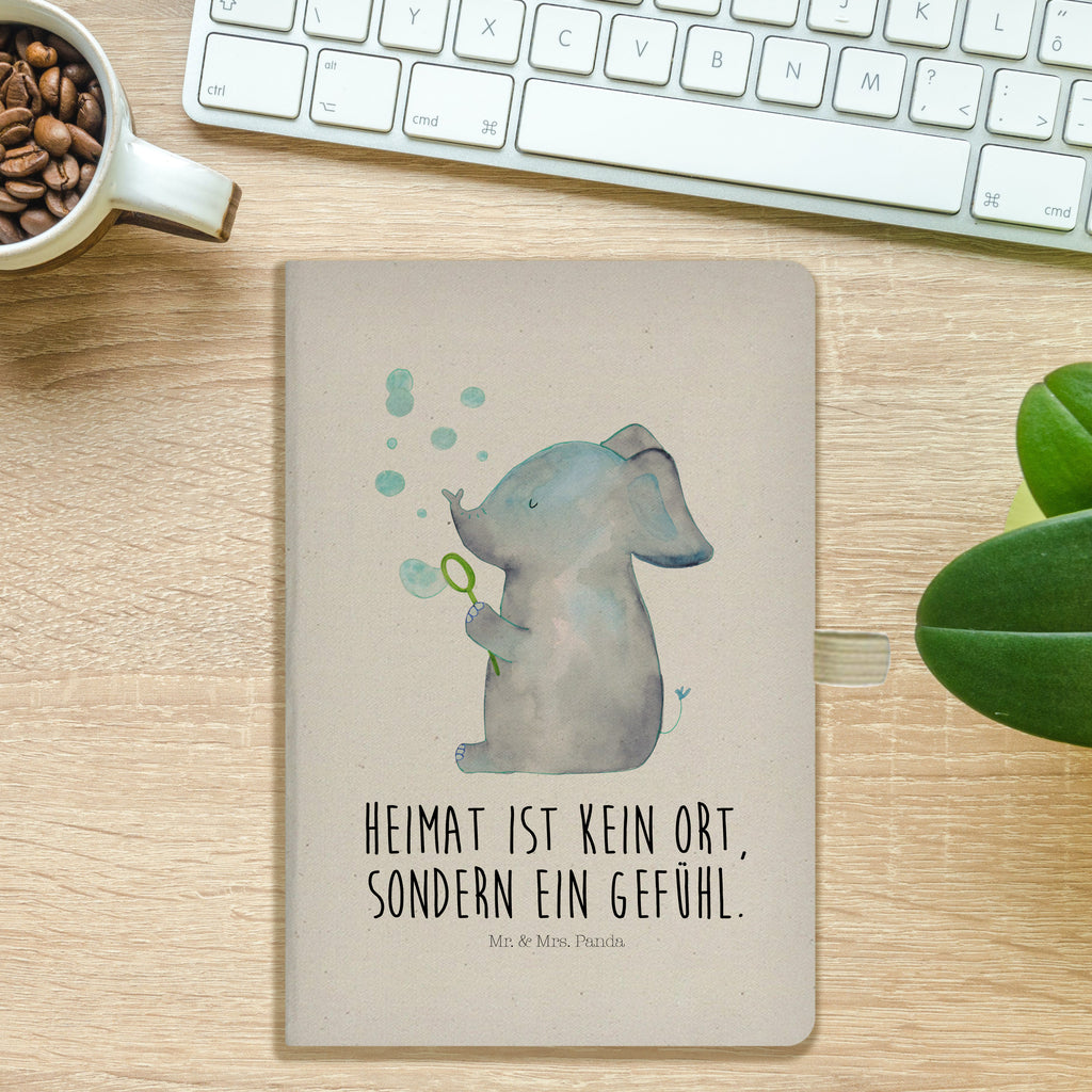 DIN A5 Baumwoll Notizbuch Elefant Seifenblasen Notizen, Eintragebuch, Tagebuch, Notizblock, Adressbuch, Journal, Kladde, Skizzenbuch, Notizheft, Schreibbuch, Schreibheft, Tiermotive, Gute Laune, lustige Sprüche, Tiere, Elefant, Elefanten, Dickhäter, Rüsseltier, Seifenblasen, Liebe, Heimat, Gefühl. Daheim, Liebesbeweis, Liebesspruch