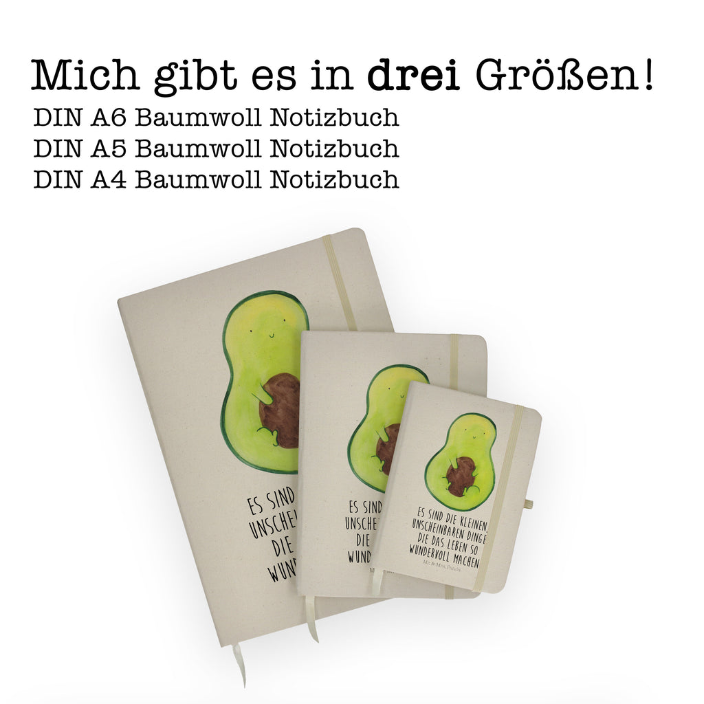 DIN A4 Baumwoll Notizbuch Avocado mit Kern Notizen, Eintragebuch, Tagebuch, Notizblock, Adressbuch, Journal, Kladde, Skizzenbuch, Notizheft, Schreibbuch, Schreibheft, Avocado, Veggie, Vegan, Gesund, Avokado, Avocadokern, Kern, Pflanze, Spruch Leben