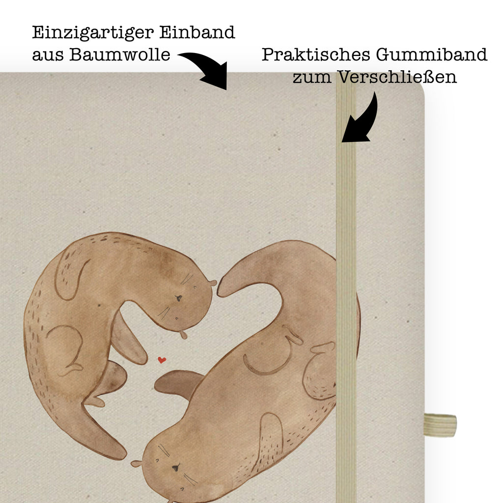DIN A5 Baumwoll Notizbuch Otter Herz Notizen, Eintragebuch, Tagebuch, Notizblock, Adressbuch, Journal, Kladde, Skizzenbuch, Notizheft, Schreibbuch, Schreibheft, Otter, Fischotter, Seeotter, Liebe, Herz, Liebesbeweis, Liebesgeschenk, Bessere Hälfte, Love you, Jahrestag, Hochzeitstag, Verlobung, gemeinsames Leben