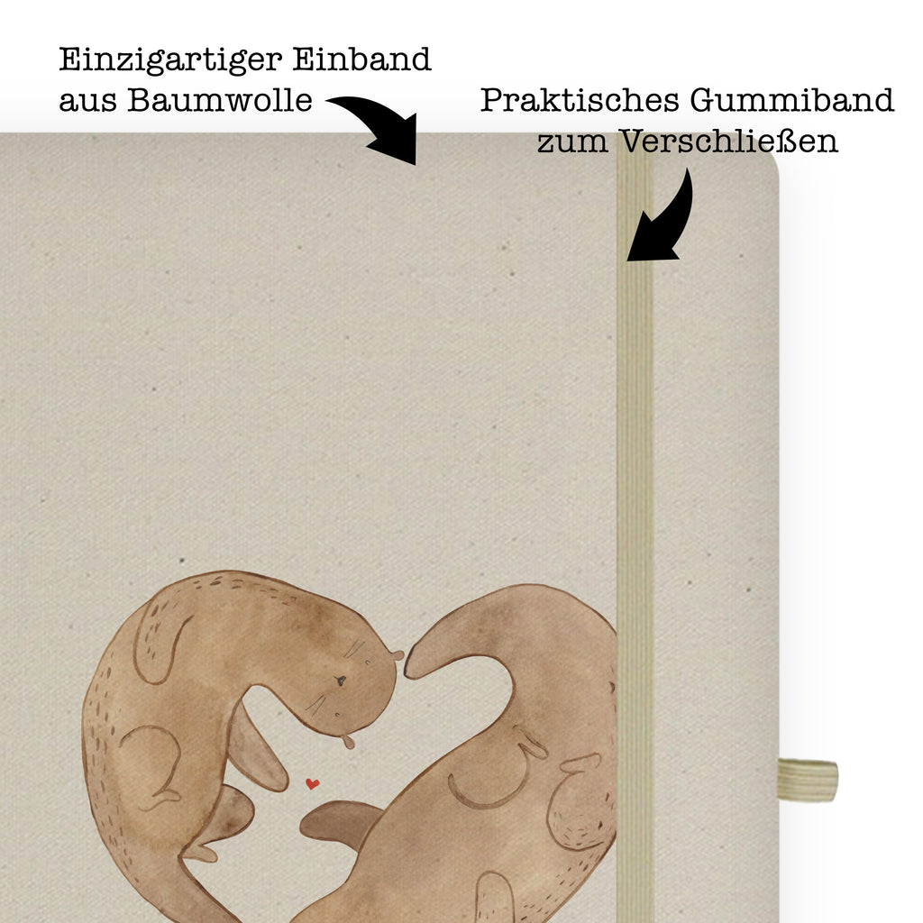 DIN A5 Baumwoll Notizbuch Otter Herz Notizen, Eintragebuch, Tagebuch, Notizblock, Adressbuch, Journal, Kladde, Skizzenbuch, Notizheft, Schreibbuch, Schreibheft, Otter, Fischotter, Seeotter, Liebe, Herz, Liebesbeweis, Liebesgeschenk, Bessere Hälfte, Love you, Jahrestag, Hochzeitstag, Verlobung, gemeinsames Leben